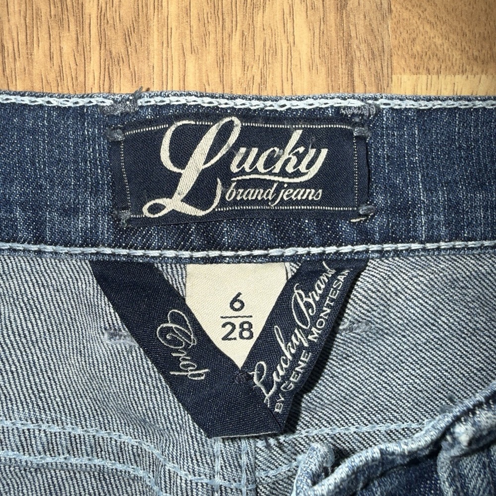 Women's Y2K Style Lucky Brand Dungarees Classic Rider Crop Jeans Blue Size 6/28 - Picture 5 of 6